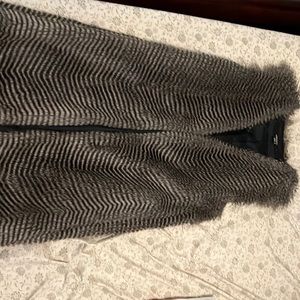DKNY grey and black faux fur vest